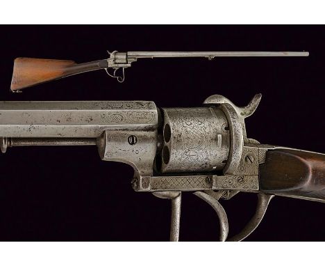 dating: about 1870 provenance: Belgium, Octagonal, rifled, 11 mm cal. barrel, marked at the base on one side 'E. LEFAUCHEUX I