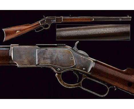 dating: 1885 provenance: USA, Cylindrical, 24' barrel, with adjustable rear sight and fore-sight, marked with company's addre