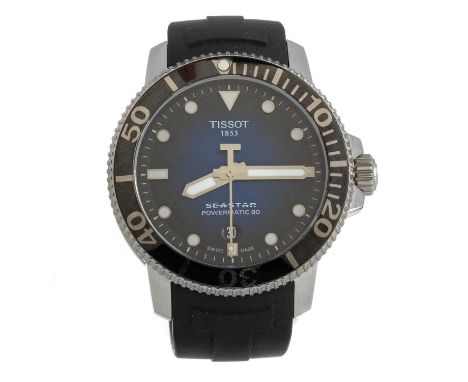 TISSOT CSTAR POWERMATIC 80, STAINLESS STEEL AUTOMATIC WRIST WATCH   T120407A, the round dial with lume filled hour markers, 4