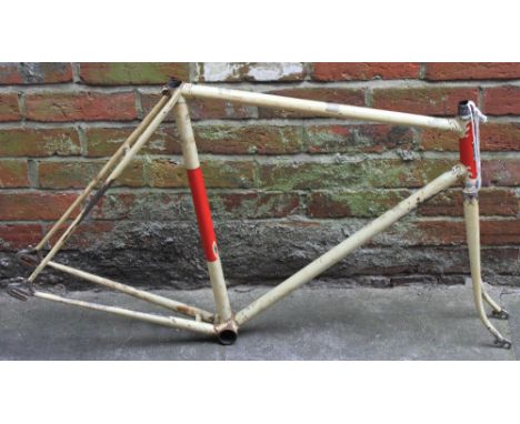 (Project) Badged Rotrax frame and fork in a very dirty ivory and red in need of complete restoration (very nice lugs) Frame s