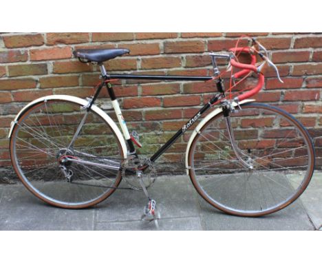 ROTRAX CONCOURS in black and ivory. Very ornate lug-work that is chromed on the head tube. Chain stays, seat stays and front 