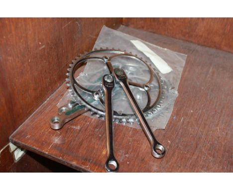 1 vintage Durax gleaming chainset and 1 vintage EBW 2f46 chainset complete with cotter pins.