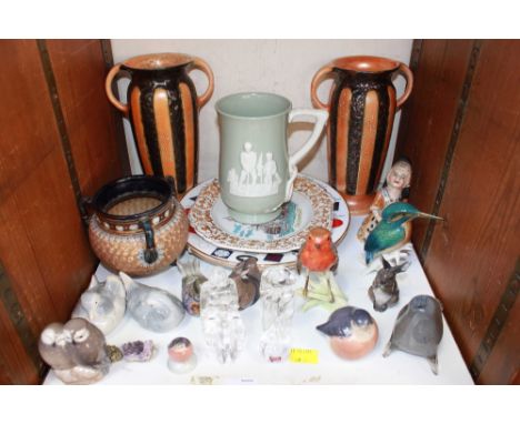 SECTION 26.  A Doulton stoneware cauldron, a pair of Orrefors glass figures and various pottery birds by Goebel, Royal Copenh