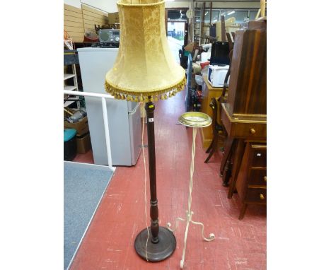 Modern standard lamp and shade and a metal twist stem smoker's companion