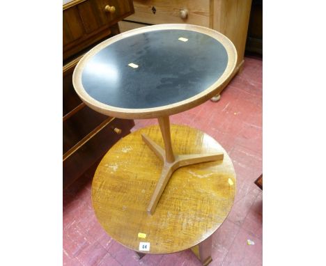 Small circular occasional table with black insert top and tripod feet designed by Hans C Andersen of Denmark and another circ