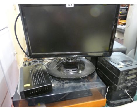 Kenmark 19 ins LCD DVD/TV, an Amstrad compact hifi system and vintage turntable for restoration E/T