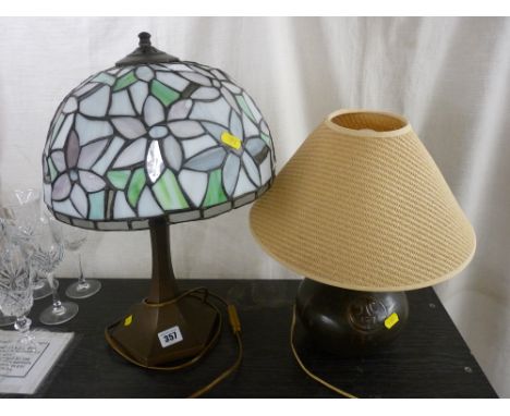 Tiffany style table lamp and a pottery table lamp