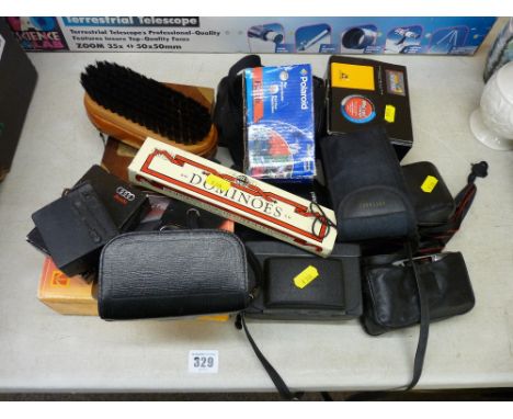 Parcel of mainly photographic items, playing cards box etc