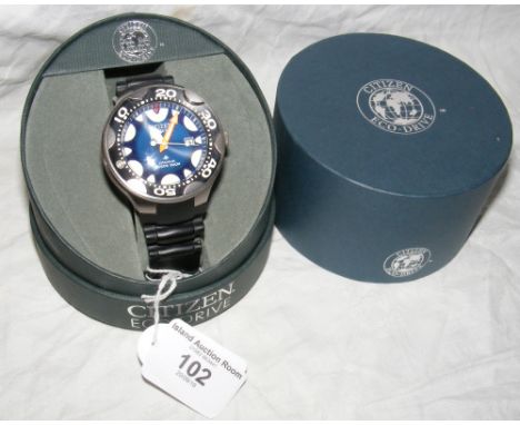 A Citizen Titanium "Orca" eco drive diver's watch in original presentation box
