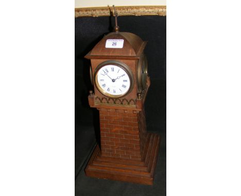 Henry Marc - a late 19th century novelty Lighthouse clock, having white enamel dial to each side, the underneath with metal l