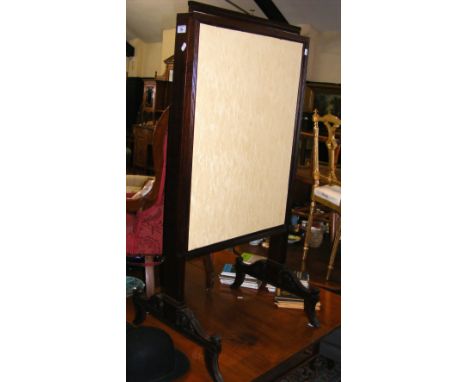 Mahogany adjustable fire screen on shaped support