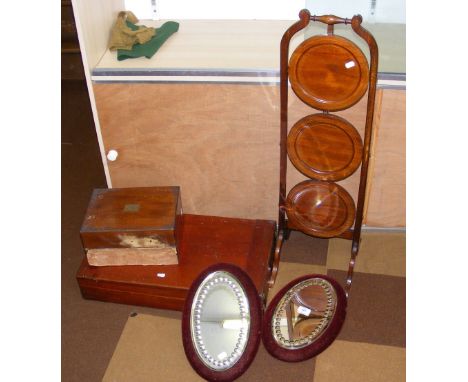 Folding cakestand, pair of mirrors, bagatelle board, etc.