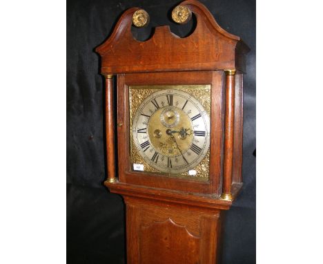 An oak 8-day longcase clock with brass dial, separate seconds and date aperture - signed John Ball, Newport Pagnell - circa 1