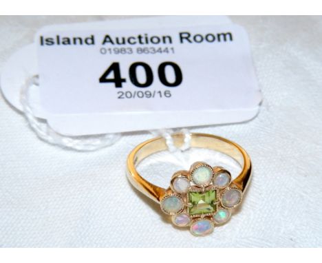 A 9ct gold opal and peridot ring