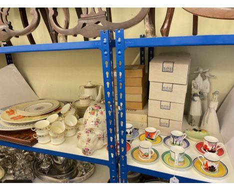 Limited edition Wedgwood cup and saucers, Staffordshire Ironstone pig, chargers, Cauldron tea service, etc.