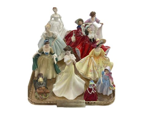 Collection of eleven Royal Doulton figures including Sunday Best, First Dance, Autumn Breeze, Nancy, etc.