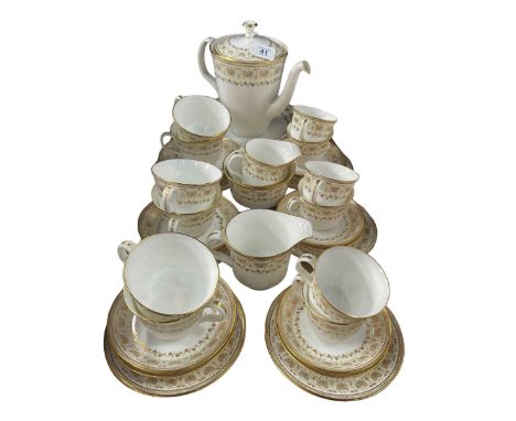 Minton Jubilee Gold and white tea service, 36 pieces.