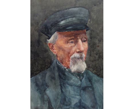 ENGLISH SCHOOL, early 20thC A head &amp; shoulders portrait of a sea captain, signed indistinctly lower left, Watercolour: 31