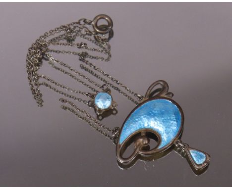 A Charles Horner silver &amp; a blue enamel Art Nouveau necklace, Chester hallmarks for 1911. (chain defective).
