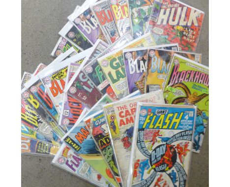 Twenty-five comics; 1960's Hulk, Flask, Black Hawk, tec. 