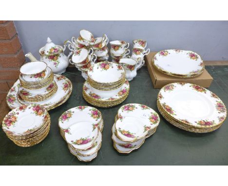 Royal Albert Old Country Roses including six small plates, six side plates, six bowls, six tea plates, a serving platter, din