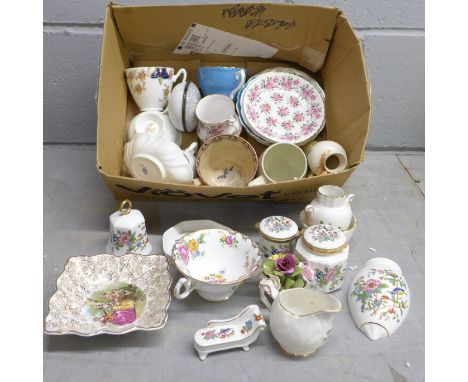 A collection of china including an Aynsley Pembroke set, Coalport, Royal Windsor, Midwinter, New Chelsea and a Royal Worceste