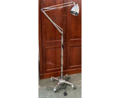 A Herbert Terry &amp; Sons ltd 'The Anglepoise', floorstanding anglepoise lamp, on casters, retailed by Retrouvius 