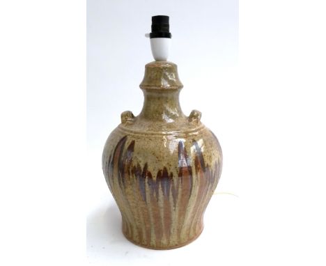 A studio pottery table lamp, 36.5cmH 