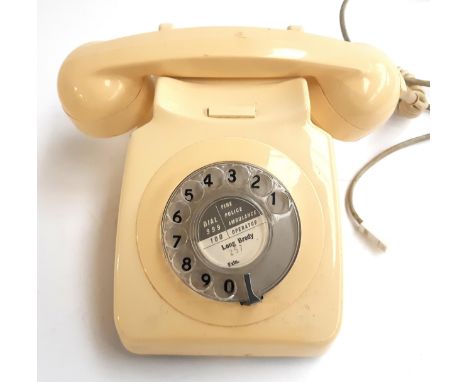 A BT rotary telephone S/1000/GF/1981/PR of Long Bredy interest, ivory colour 