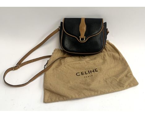 A Celine black and tan leather ladies handbag, with original dust bag, 23cmW 