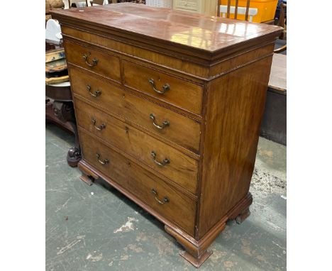 A 19th century chest of two short over three long drawers, moulded top on ogee bracket feet, 110x55x113cmH 