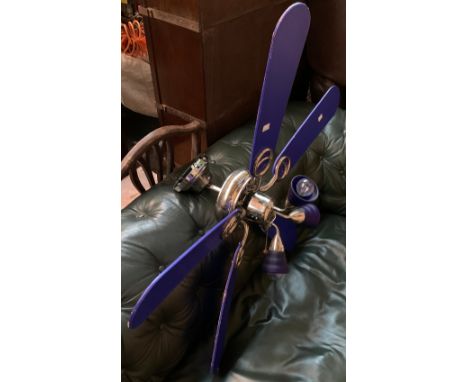 A ceiling fan with three light fittings, 101cmD 