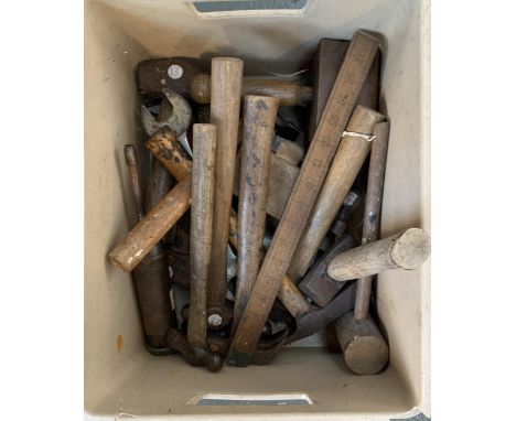 A mixed lot of tools, mainly hammers and mallets 