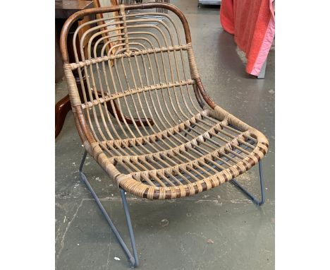 A mid century Ercol style coffee table, 99x46x43cmH; together with a mid century style bamboo and bentwood conservatory chair