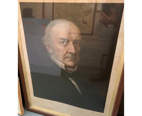 A colour print after H Weigall of W Gladstone, 72x53cm 