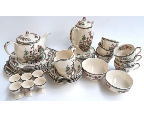 A Johnson Bros 'Indian Tree' part tea and breakfast service to include teapot, cups, egg cups, bowls, etc (approx. 41 pieces)