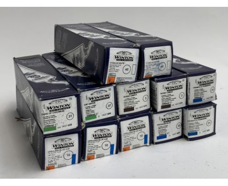 A mixed lot of 12 Winsor and Newton Winton oil colour oil paints, each 200ml new in boxes, to include Cerulean blue hue (3), 