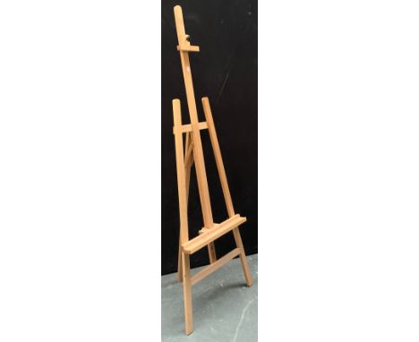 A beechwood floorstanding artist's easel, 192cmH when folded 