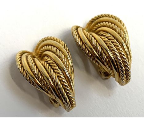 A pair of vintage Celine clip on earrings, ropetwist design, stamped and monogrammed, each 3cmL 