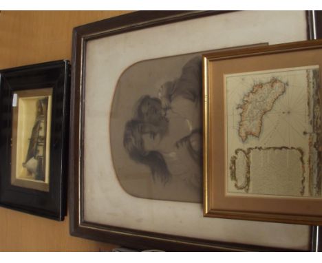 Framed portrait, framed diorama and framed map print