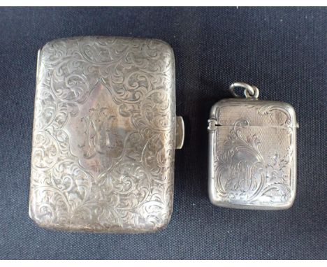 A SILVER VESTA CASEand a silver cigarette case (2)