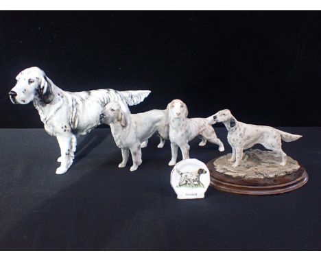 ENGLISH SETTER MODELS BY ROYAL WORCESTER< BESWICK AND ROYAL COPENHAGENwith other setter items