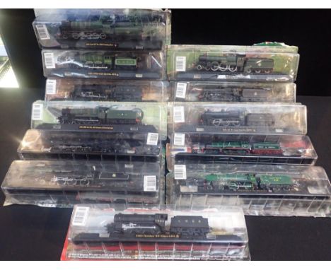 TWELVE GREAT BRITISH LOCOMOTIVE COLLECTION MODEL TRAINSIncluding '1960: Class '9F' No.92220 Evening Star' and '1920: Gresley 