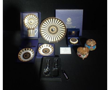 FIVE BOXED PIECES OF ROYAL WORCESTERcommemorating the 250th anniversary including a Cup and Saucer, with a set of Jaeger bott