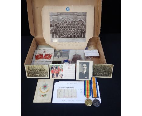 A WWI PAIR 21423 PTE. J. O. ATKINSON. C. GDS. (Joseph Obadiah Atkinson, Coldstream Guards) with photographs and other items, 
