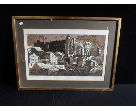 NORMAN WADE, DURHAM CASTLElithograph 24/100, 1973, framed 54 x 74cm