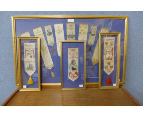 Four framed sets of vintage bookmarks 