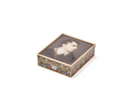 Y AN EARLY 19TH CENTURY ENAMELLED GOLD BOX WITH THE PORTRAIT OF BERNHARD VON LINDENAU  CIRCA 1797, UNIDENTIFIED MAKER'S MARK 