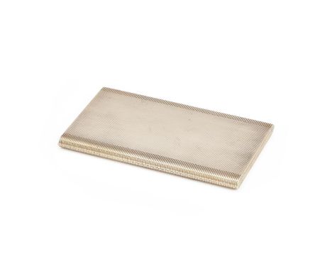 A 9 CARAT GOLD RECTANGULAR CIGARETTE CASE ASPREY & CO. LTD., LONDON 1961 With reeded decoration and sliding cover 15cm (6in) 