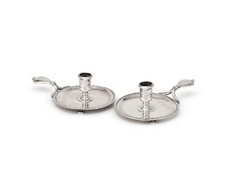 A QUEEN ANNE & GEORGE I SILVER CHAMBERSTICK THOMAS ASH, LONDON, POSSIBLY 1701 AND JOHN FARNELL, LONDON 1717 With reel shaped 